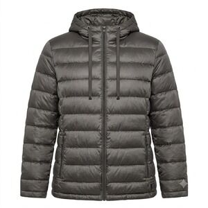 Andrew Marc XXL 2XL Gray Packable Premium Down Puffer Jacket Hooded